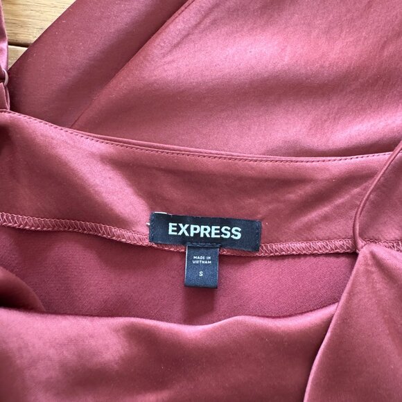 Express Satin Slip Dress Bias Cut Cowl Neck - Picture 6 of 7